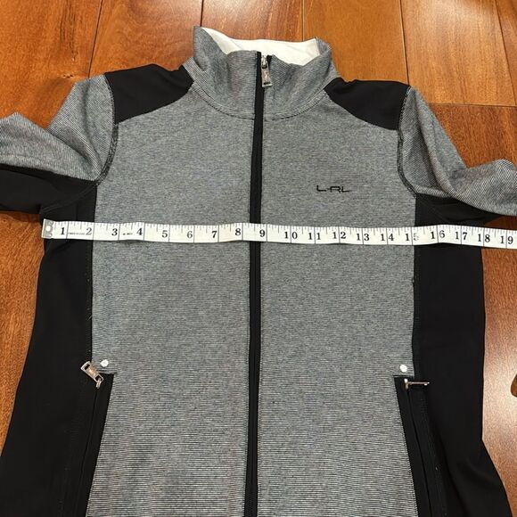 LRL Ralph Lauren Active Women’s Black White Stripe Long Sleeves Jacket size M - Picture 7 of 8